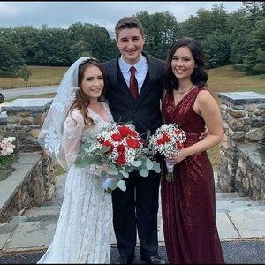 Burgundy sequined formal dress